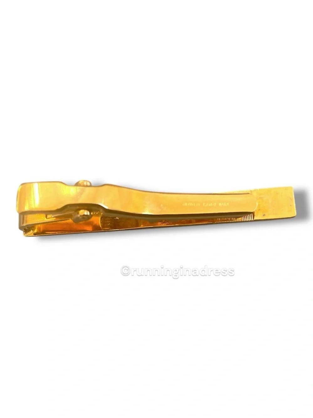 VTG Nina Ricci Paris Logo Two Tone Gold Silver Tie Clip Bar Germany Mens Jewelry